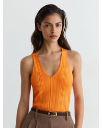 Reiss - Pleated Knit V-Neck Vest - Lyst