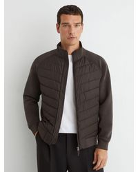 Reiss - Hybrid Quilted And Interlock Zip Jacket - Lyst