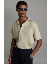 Reiss - Beldi - Chartreuse Relaxed Linen Cuban Collar Shirt, M - Lyst