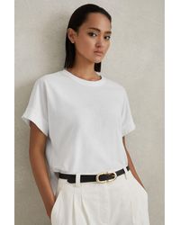 Reiss - Lois - White Cotton Crew Neck T-shirt - Lyst