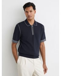 Reiss - Stitch-Detail Half-Zip Polo Shirt - Lyst