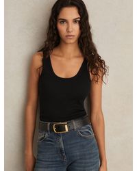 Reiss - Violet - Black Scoop Neck Jersey Vest Top, Uk X-large - Lyst