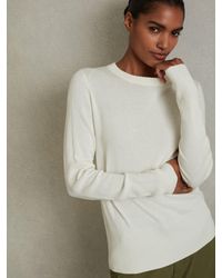 Reiss - Annie - Cream Wool Blend Crew Neck Jumper With Cashmere, L (us 12-14) - Lyst