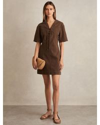 Reiss - Tia - Chocolate Lace Up Denim Shirt Dress, Us 10 - Lyst