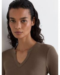 Reiss - Stretch-Cotton Notch-Neck Top - Lyst