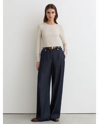 Reiss - Kaia - Indigo Lyocell Button-loop Wide-leg Trousers, Us 8 - Lyst