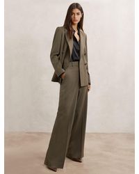 Reiss - Solene - Green Wool-blend Wide-leg Suit Trousers, Us 4 R - Lyst