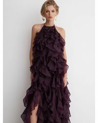Reiss - Silk-Organza Ruffle Maxi Dress - Lyst