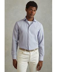 Reiss - Spring - Soft Blue Textured Cutaway Collar Shirt, Xxl - Lyst
