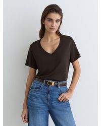Reiss - Linen V-Neck T-Shirt - Lyst