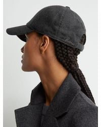 Reiss - Sienna - Charcoal Wool-silk Blend Baseball Cap, One - Lyst