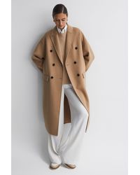 Reiss - Layah - Camel Relaxed Wool Blend Double Breasted Coat - Lyst