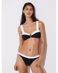 Reiss - Abby - Black/ivory Colour-block Bikini Bottoms, Us 6 - Lyst