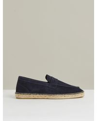 Reiss - Cannes - Navy Suede Penny-strap Espadrilles, Us 8 (uk 7) - Lyst