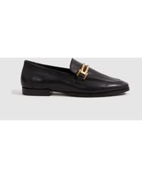 Reiss - Angela - Black Leather Rounded Loafers, Uk 3 Eu 36 - Lyst