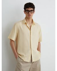 Reiss - Supra - Lemon Yellow Lyocell-linen Short-sleeve Shirt, M - Lyst