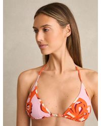 Reiss - Tina - Pink/orange Printed Triangle Halter Neck Bikini Top, Us 12 - Lyst