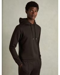 Reiss - Chocolate Interlock Jersey Hoodie - Lyst