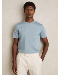 Reiss - Count - Soft Blue Mercerised-cotton Crew-neck T-shirt, S - Lyst