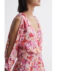 Reiss - Annalisa - Pink Open Back Split Sleeve Mini Dress, Us 6 - Lyst
