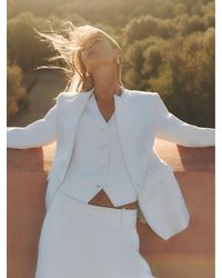 Reiss - Devon - White Linen-blend Double-breasted Suit Jacket, Us 8 - Lyst