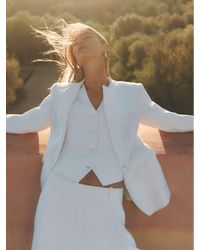 Reiss - Devon - White Linen-blend Double-breasted Suit Jacket, Us 8 - Lyst