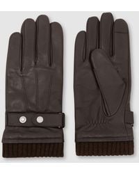 Reiss - Leather Ribbed-Cuff Gloves - Lyst