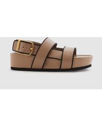 Reiss - Samantha - Tan Strappy Chunky Leather Sandals - Lyst
