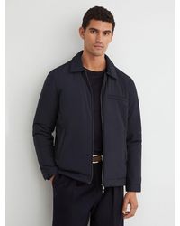 Reiss - Bernardi - Navy Technical Padded Zip-through Jacket, Xl - Lyst