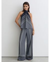 Reiss - Petite Scarf-Print Wide-Leg Trousers - Lyst