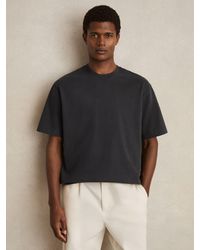 Reiss - Nomo - Washed Black Cotton Garment-dyed Oversize T-shirt, X-large - Lyst