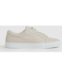 Reiss - Luca - Off White Tumbled-leather Low-top Trainers, Us 11 (uk 10) - Lyst