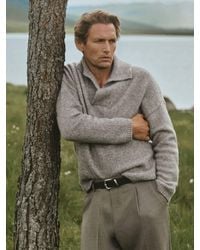Reiss - Wool-Cotton Relaxed Open-Collar Jumper - Lyst