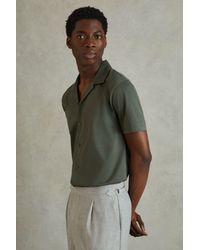Reiss - Caspa - Hunting Green Mercerised Cotton Cuban Collar Shirt - Lyst