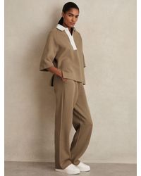 Reiss - Cotton-Blend Interlock Wide-Leg Joggers - Lyst