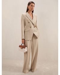 Reiss - Linen-Blend Wide-Leg Trousers - Lyst