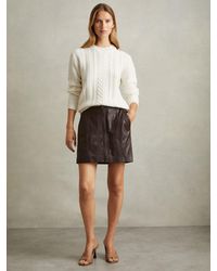 Reiss - Leather Zip-Front Mini Skirt - Lyst