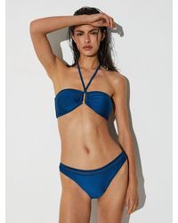 Reiss - Janina - Blue Shimmer Fixed-side Bikini Bottoms, Us 10 - Lyst