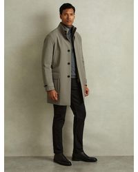 Reiss - Player - Pistachio Green Hybrid Removable Funnel Neck Overcoat, Xs - Lyst