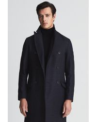 Reiss - Mirage - Navy Double Breasted Wool Blend Coat, L - Lyst