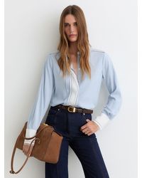 Reiss - Lace-Trim Tipped Long-Sleeve Shirt - Lyst