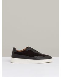 Reiss - Grained Leather Elasticated Lace Trainers - Lyst