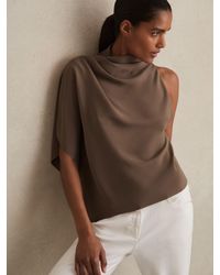 Reiss - Elle - Mink One-shoulder Draped Top, Us 12 - Lyst