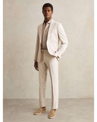 Reiss - Kai - Oatmeal/white Slim-fit Pinstripe Suit Trousers, 34 - Lyst