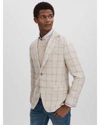 Oscar Jacobson - Oscar Linen Blend Single Breasted Check Blazer - Lyst
