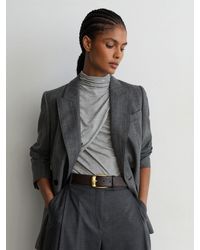 Reiss - Leather Rounded-Buckle Belt - Lyst