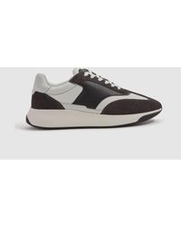 Reiss - Emmett - Charcoal Leather Suede Running Trainers - Lyst