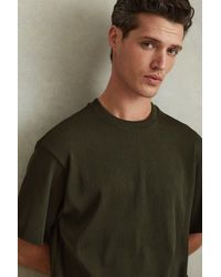 Reiss - Skyee - Green Oversized Ribbed Crew Neck T-shirt - Lyst