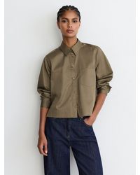 Reiss - Cotton Cropped Long-Sleeve Shirt - Lyst