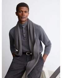 Reiss - Chesterfield - Mid Grey Merino Wool Rib-knit Scarf, One - Lyst